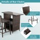 Outdoor wicker bar set featuring a comfortable backrest, footrest, and 3-row stemware racks for poolside enjoyment.